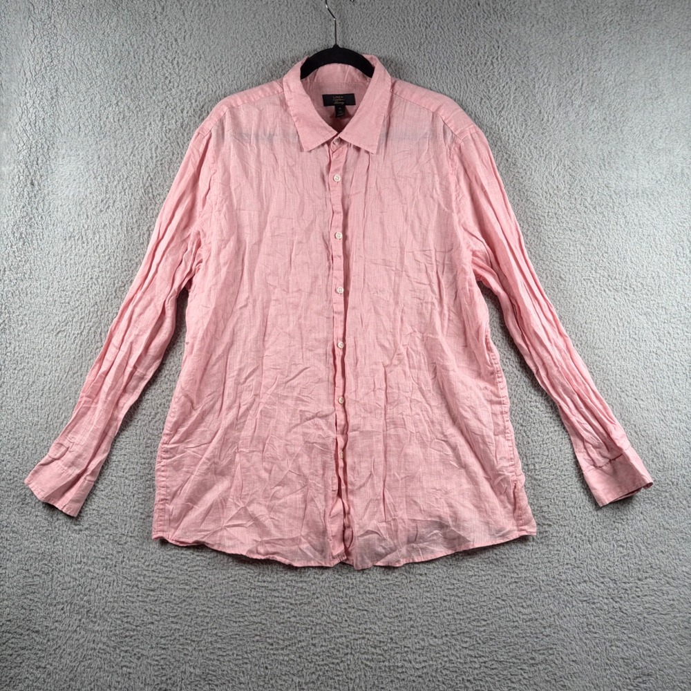 Club Room Luxury Linen Shirt Mens XL Pink Long Sleeve Button Down 100% Linen - Picture 1 of 6
